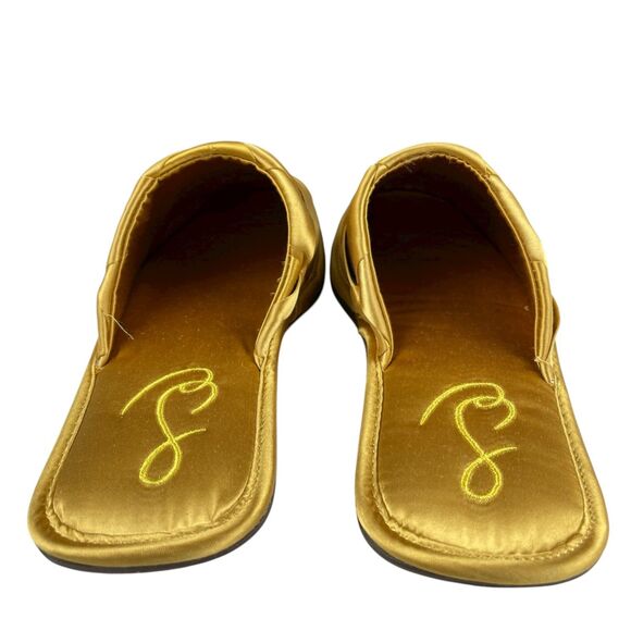Sam Edelman Women's Rhys Satin Woven Slippers 6M Gold Yellow Slip On House Shoes - Picture 5 of 12